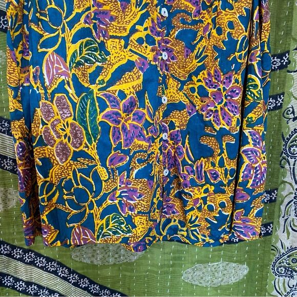 Cleobella Multicolored Chloe Indoblockprint Button Down Blouse Size Medium - Picture 7 of 14